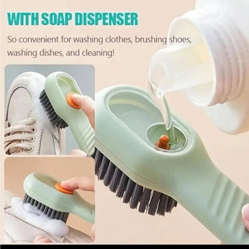 Cleaning brush with soap dispenser